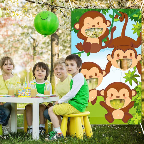 Blulu Jungle Safari Animals Bean Bag Toss Games - 3 Bean Bags, Safari Theme Party Games Decoration for Family Fun