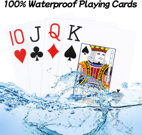 Plastic Playing Cards 2 Pack, Waterproof Jumbo Large Print Poker Cards for Adults, 2 Decks Set