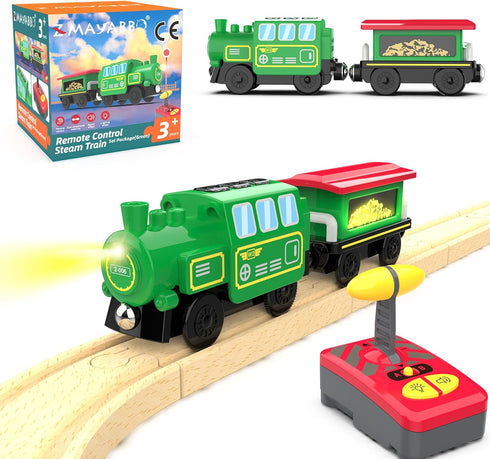 Wooden Train Accessories Battery Operated Locomotive Train, Remote Control Train for Track