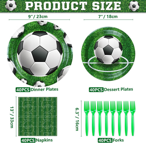 160 Packs Soccer Party Supplies, Boys Sports Theme Birthday Decor, Soccer Plates, Ball Theme Napkins, Serves 40