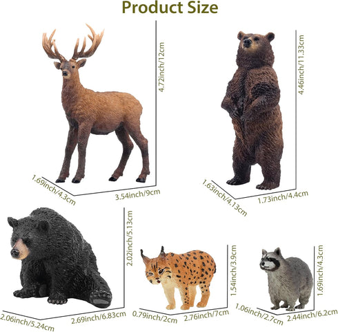 12PCS Set Toymany North American Forest Animal Figurines, Realistic Jungle Zoo Animal Includes