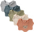 Baby Bibs Cotton Set of 5 Adjustable Scalloped Drool Bibs for Boys