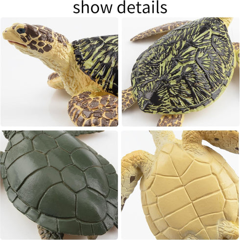 Toymany 6PCS Realistic Sea Turtle Figurines, Plastic Ocean Sea Animals Figures Set for Kids Birthday Gift