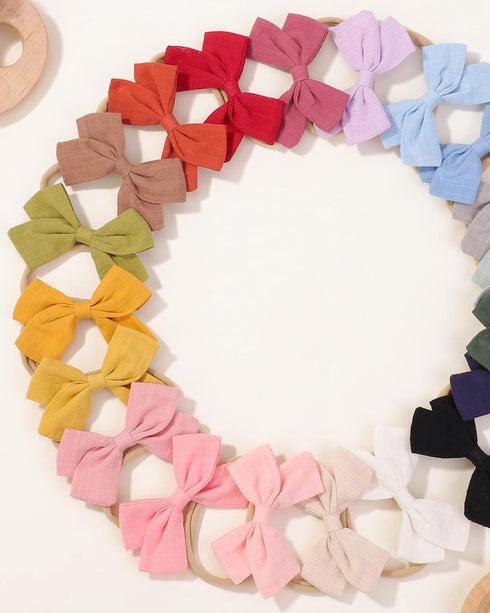 jollybows 20pcs Baby Girls Nylon Hair Bows - Headbands Elastic Hair Accessories for Kids Infants Newborn