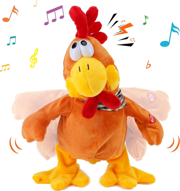 Cuteoy 13" Squawking Chicken Musical Stuffed Animal Plushies Walking Singing Waving Rooster