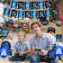Video Game Theme 9th Birthday Party Decorations for Kids - Blue Black Cheers to Level 9 Banner, Hanging Swirls, Level