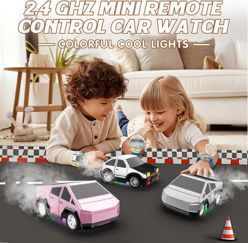 2.4 Watch Remote Control Car Toy, GHz Mini RC Cars Watch Toy with LED Lights USB Charging Wrist Controlled Small Racing