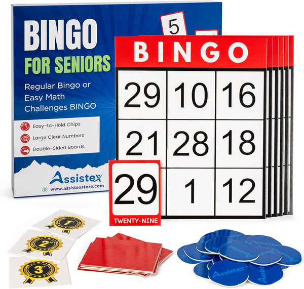 Assistex Large Print Bingo Cards for Seniors - Double-Sided Jumbo Bingo Cards