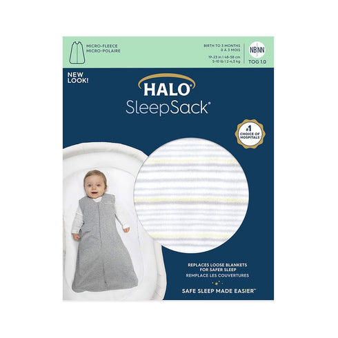 1.0, HALO Sleepsack Micro-Fleece Wearable Blanket, TOG Multi Stripe Grey, Small