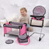 Set, Bayer Doll High Chair/Crib Grey, Pink with Dots