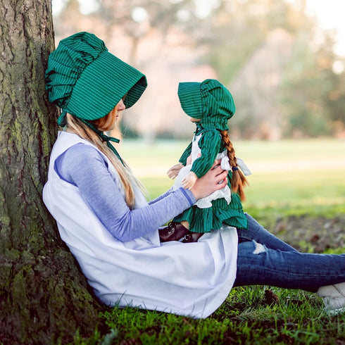 18 Inch Doll Clothes by THE QUEEN'S TREASURES - Little House On The Prairie Apron & Bonnet Set