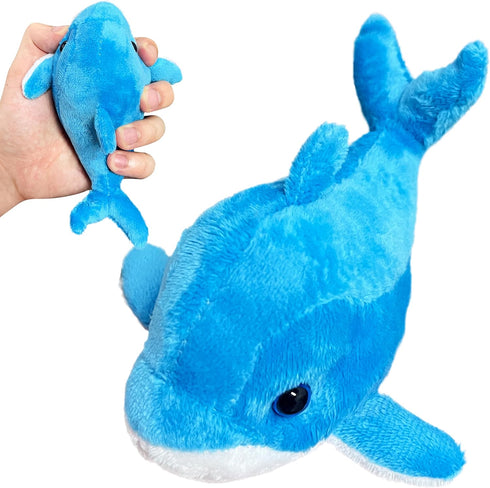 Kawaite Blue Dolphin Stuffed Animal (1 Pack), Kawaii Plushies for Girls and Boys,