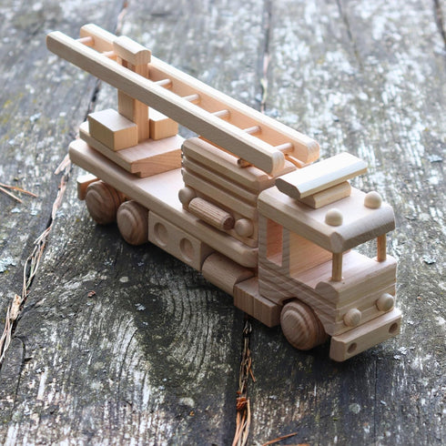 Wooden Fire Trucks, Fire Truck Toys for 3 Year Old Boys, DIY Handmade Realistic Toys for Preschool Learning Activities
