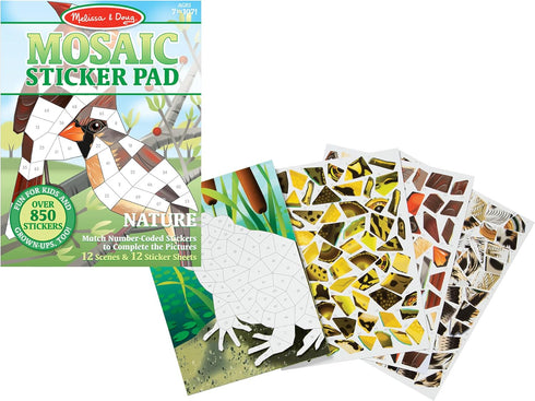 Melissa & Doug Mosaic Sticker Pad Nature, 12 Color Scenes to Complete with 850+ Stickers