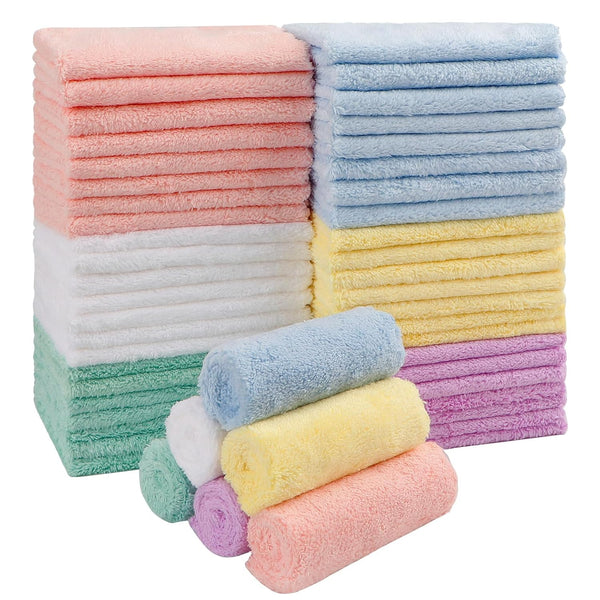 HOMEXCEL Baby Washcloths 50 Pack, Microfiber Coral Fleece Baby Bath Face Towel