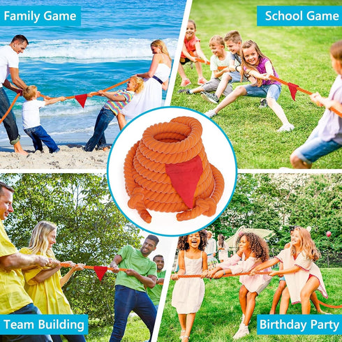 X XBEN Tug of War Rope with Flag for Kids, Teens, and Adults, Soft Cotton Rope for Team Building Activities