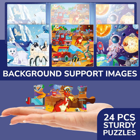 QUOKKA Magnet Puzzles for Toddlers 3 Years Old - 24 Pcs Travel Puzzles Games for Kids Ages 3-5