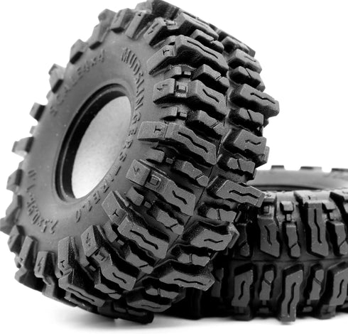 HOBBYSOUL 2pcs 1.0 Mud Slingers Tires 64 * 25mm for RC Crawler 1/24 AX24 SCX24 FCX24 1/18 TRX4M