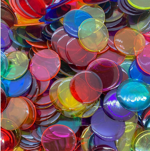 MR CHIPS Plastic Bingo Chips for Games - 150 Count Bag in Solid and Transparent Colors, Red 3/4 Inch