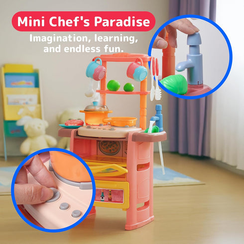 Set Playset Prextex Plastic Pretend Girls Play Kitchen - Multi-Color Kitchen with Dishwasher and Oven - Stove
