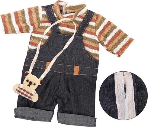 Miunana Baby Doll Dress with Bear Backpack for 13-16 Inch Dolls, One-Piece Dress and Pajamas