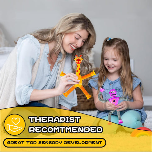 8pc 3 4 5 6 7 8, Robot Giraffe Sensory Travel Toys for Toddlers Boy Ages Airplane Activities Suction Autism Pop Tube