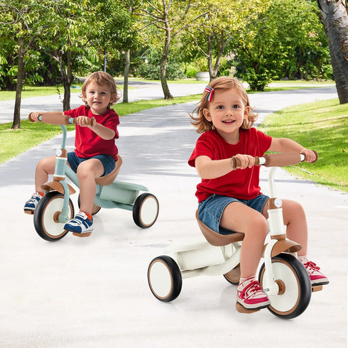3 3-5 HONEY JOY Tricycle, Kids Trike Wheel Bike with Adjustable Seat, Removable Storage Basket, Tricycle for Years Old