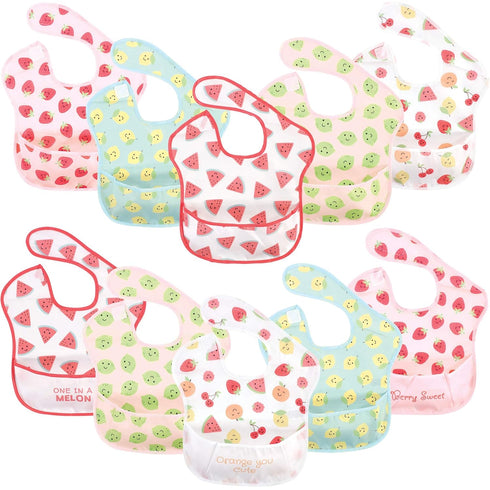 Hudson Baby Unisex Waterproof Polyester Bibs - Cute Fruit Design