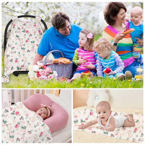 100% Summer SERAPHY Muslin Cotton Car Seat Covers for Babies, Universal Baby Car Seat Cover, Breathable Muslin Carseat