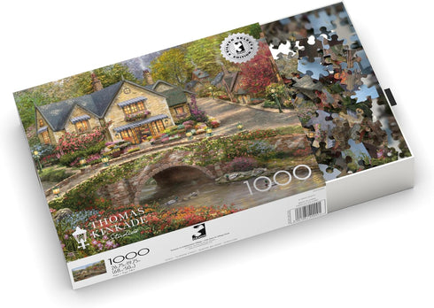 CEACO Thomas Kinkade Summer in Cobblestone Village 1000 Piece Jigsaw Puzzle for Adults - Perfect for Game Nights