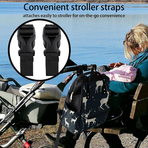 Hsnar Backpack Starry Deers Waterproof Diaper Bag Large Capacity Baby Bag with Stroller Straps, Multi-Pocket Diaper Bag