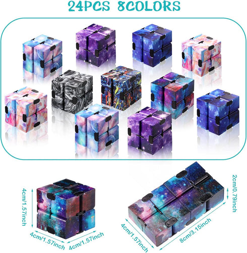 24 Sumind Pieces Infinity Cube Fidget Toy Mini Blocks Cube Bulk Gadget Sensory Toy Hand Held Blocks Finger Gadget Gift