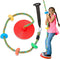 Jungle Gym Kingdom Kids Tree Swing - Red Single Disc Seat with Rainbow Climbing Rope Set, Carabiner, 4 Foot Strap