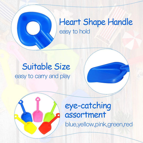 Gejoy 12 7.7'' Summer Pieces Colorful Beach Sand Shovels for Kids, Plastic Scoop for Toddlers Outdoor Digging Play