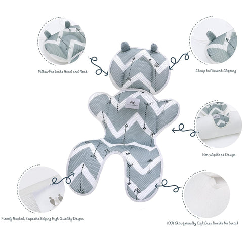 Baby Stroller Seat Liner Pad for Summer, 3D Mesh Breathable Infant Insert Cover, Cushion Pad for Stroller Seats (Wave