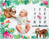 Watercolor Flowers Jungle Baby Sloth Monthly Milestone Blanket - Soft Fleece for Baby Girls, Newborn Gift Idea