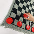 3 in 1 Giant Checkers Set and Tic Tac Toe Game with Reversible Rug, Indoor and Outdoor Family Board Game