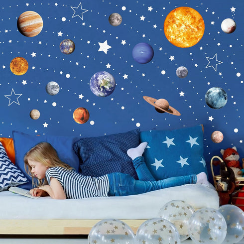 780 Solar System Wall Decals Glow in The Dark Stars PCS, Glowing Planets Stickers for Ceiling, Nursery Wall Stickers