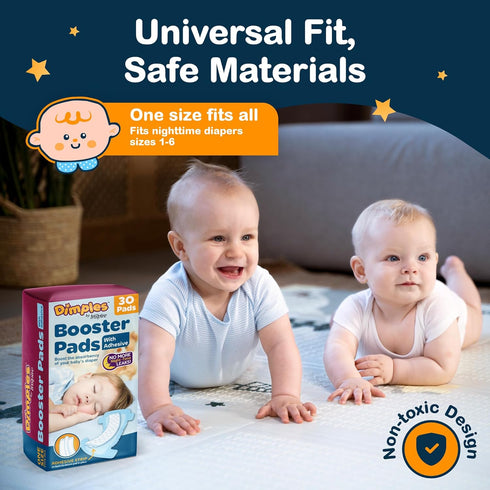 1 90 Count Inspire Dimples Booster Pads, Baby Diaper Doubler with Adhesive - Size Fits All Diapers - Boosts Diaper