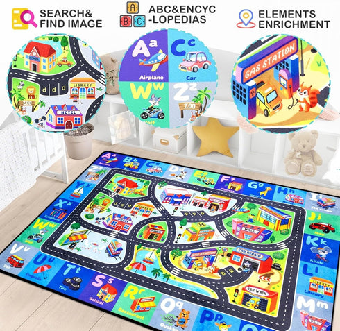 Diysani 3x5 (0.4in) ABC Rug, Toddler Play Rug Feet, Extra Thick Washable Baby Play Mat for Floor, Classroom Carpet