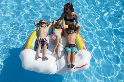 SWIMLINE Swimming 68" Inflatable Pool Float Ride-On Mattress Lounger Raft Fun Poolside Relaxation for Crew, Rainbow
