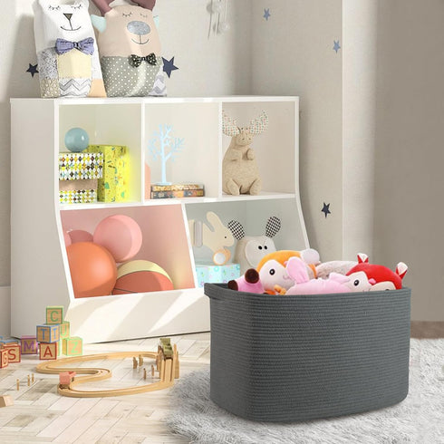 Extra Large Rope Basket, 23.6" x 17" x 12" Wicker Baby Laundry Basket, Kids Toy Storage, Dark Grey