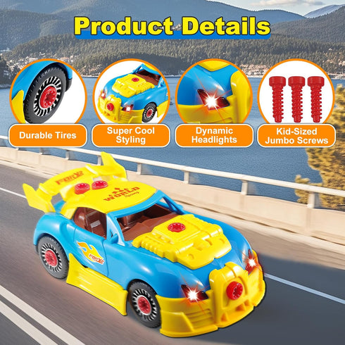 Pup Go 3 4 5 30 (4 Construction Toys for Kids Years, Take Apart Toy Racing Car, Pieces Building Toys with Electric