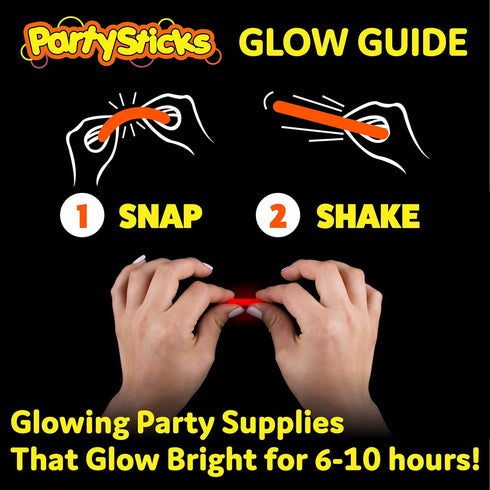 PartySticks Mini Glow Sticks 200 Pack, Glow-in-the-Dark Small Neon Light Sticks for Easter Eggs, Party Favors