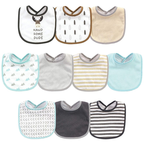 Hudson Baby Unisex Baby Cotton and Polyester Bibs, Handsome Moose, One Size