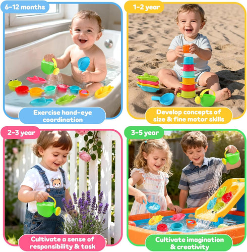1-3 12+ 1+ 13 Zeewoo Baby Bath Toys for Kids Ages Toddler Bath Toys Mold Free Bathtub Toys for Months Pool Water Table