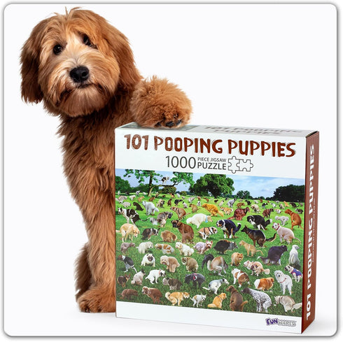 Funwares Original 101 Pooping Puppies Puzzle - Hilarious 1000 Piece Jigsaw Puzzle for Adults and Kids