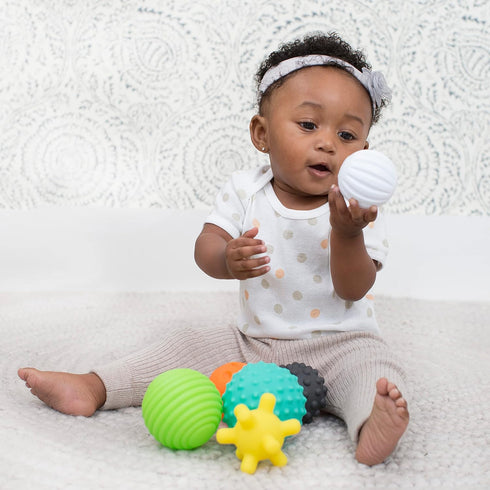 Infantino Textured Multi Ball Set - 6 Piece Toy for Sensory Exploration, Ages 6 Months and Up