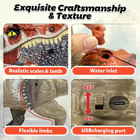 3+ TALGIC- Remote Control Dinosaur Robot - Realistic Walking, Roaring, and Spraying Spinosaurus Toys - Light up