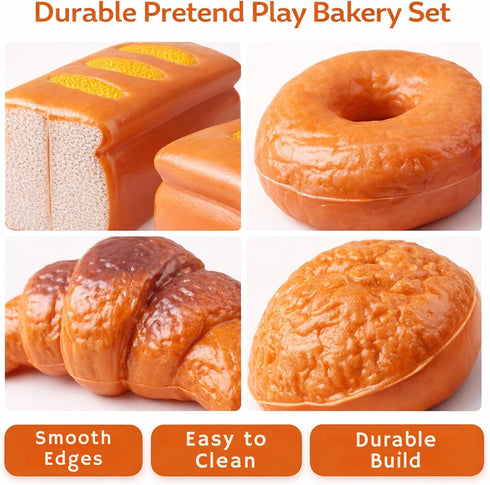 12 Set, Playset PCS Fake Bread Pastries Life Sized Plastic Pretend Play Food Toy Kids Bakery Grocery Kitchen